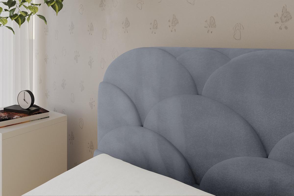 EINZELLBETT Jugendbett mit Bettkasten, Rechts - ELRY 100x200 Grau - Blaugrau, Holzwerkstoff/Textil (100/200cm) - ALTDECOR