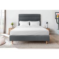KOPFTEIL Modell Linien – Anthrazitgrauer Samtstoff 135 cm - Beige/Anthrazit, Karton/Holz (135/120/10cm) - Sommeil de Plomb