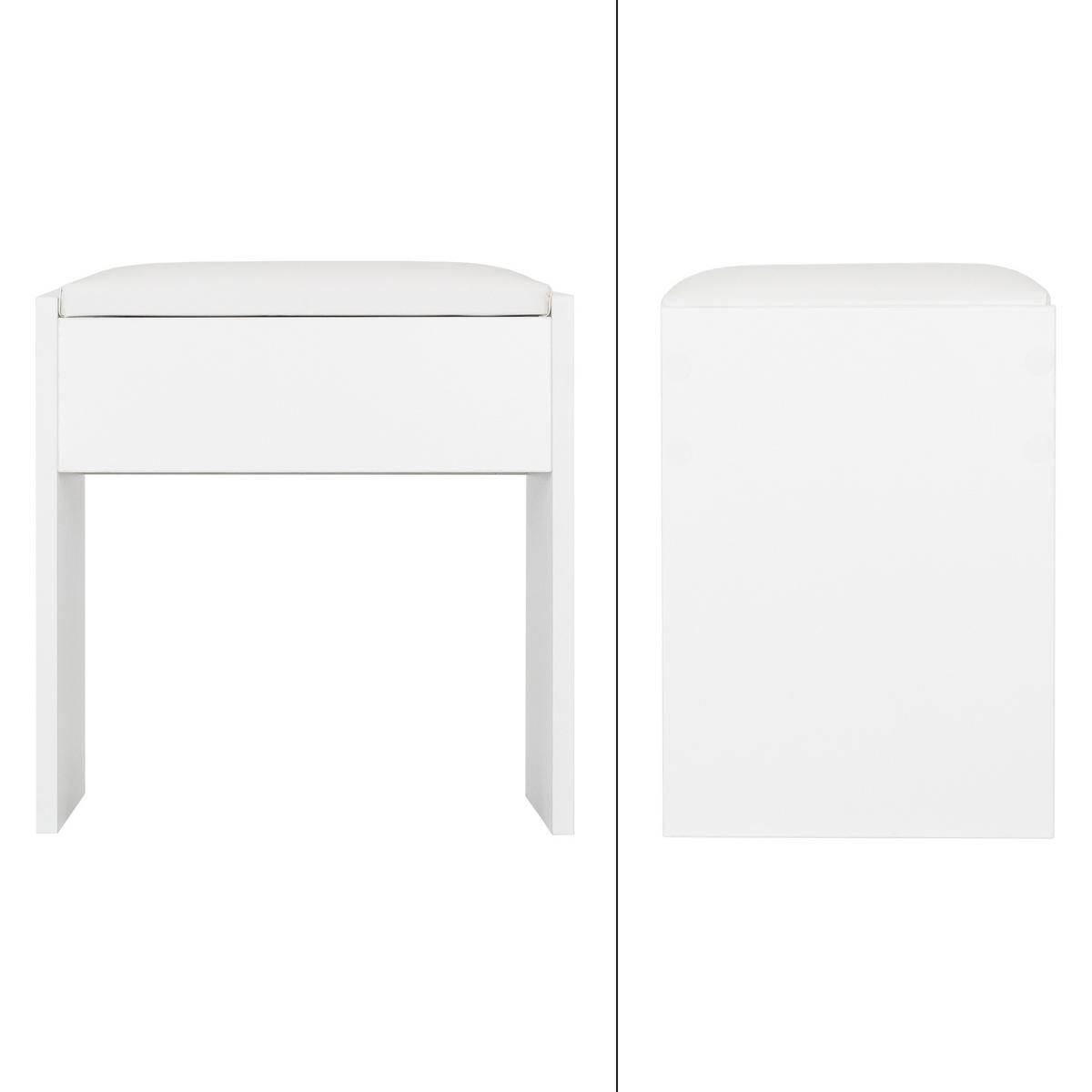 HOCKER Weiß 40x43x29,5 cm für Schminktisch - Weiß, Holzwerkstoff (29.5/43/40cm) - ECD-Germany