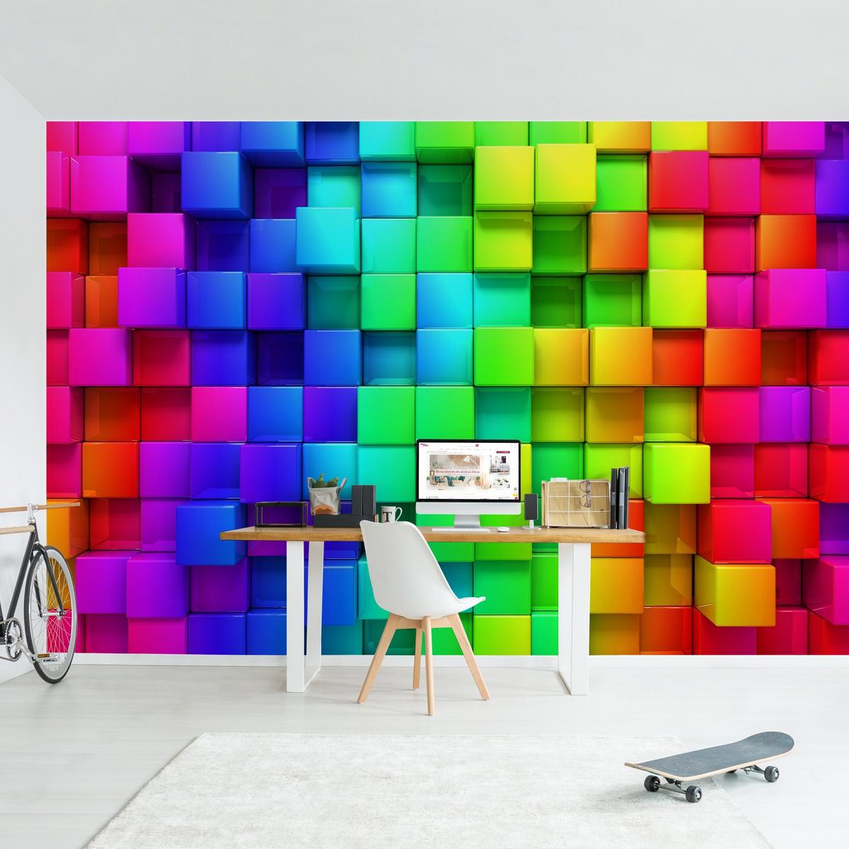 FOTOTAPETE 3D Würfel 384/255 cm - Multicolor, Papier (384/255cm) - Bilderwelten