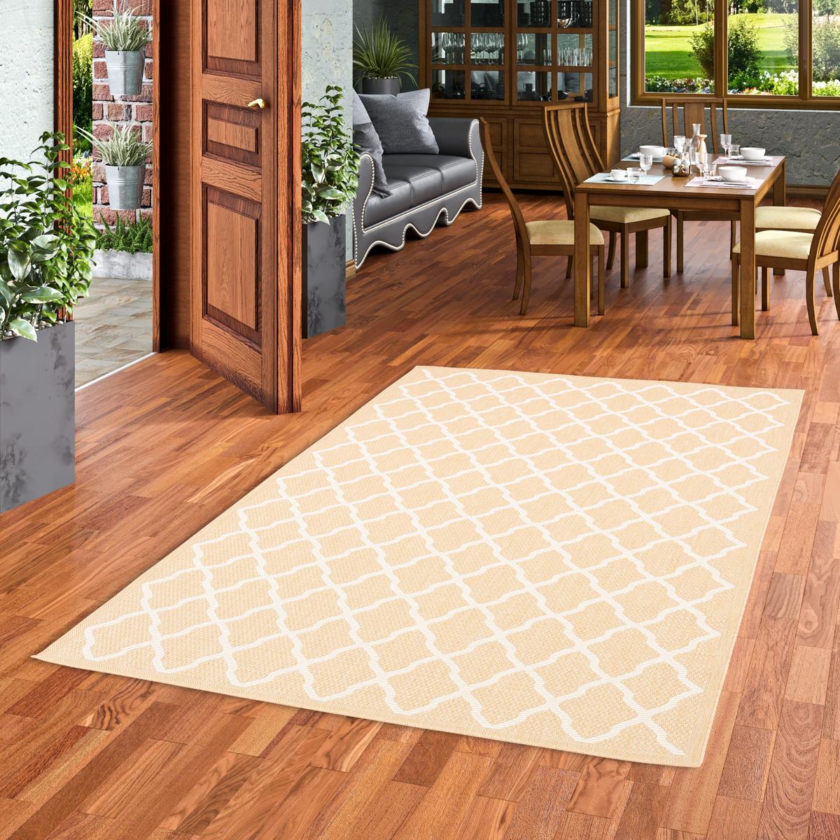 IN & OUTDOOR TEPPICH FLACHGEWEBE VALENCIA MODERN - Honig, Textil (80/150cm) - Pergamon