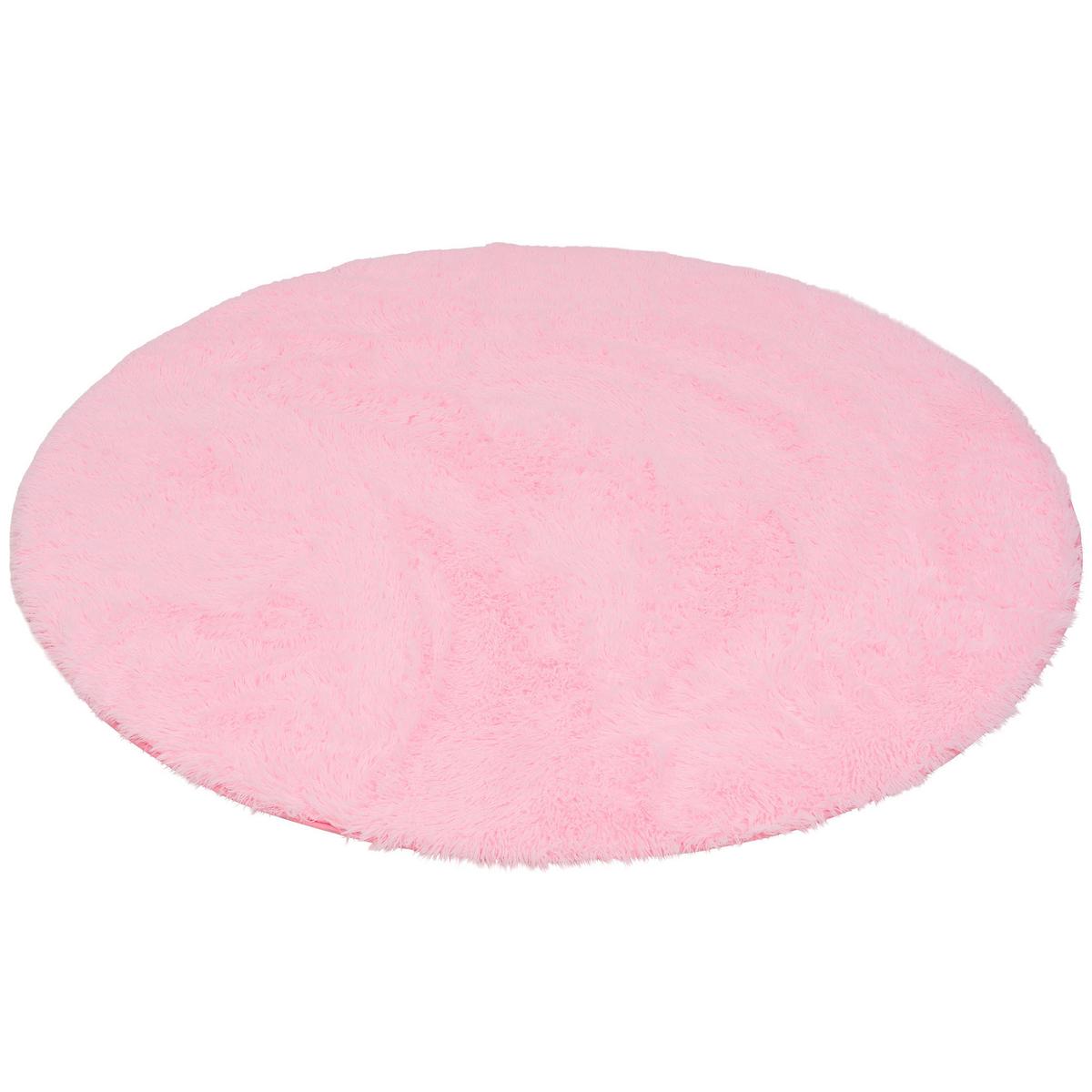 HOCHFLOR SHAGGY TEPPICH FLUFFY RUND - Rosa, Textil (160/160cm) - Pergamon