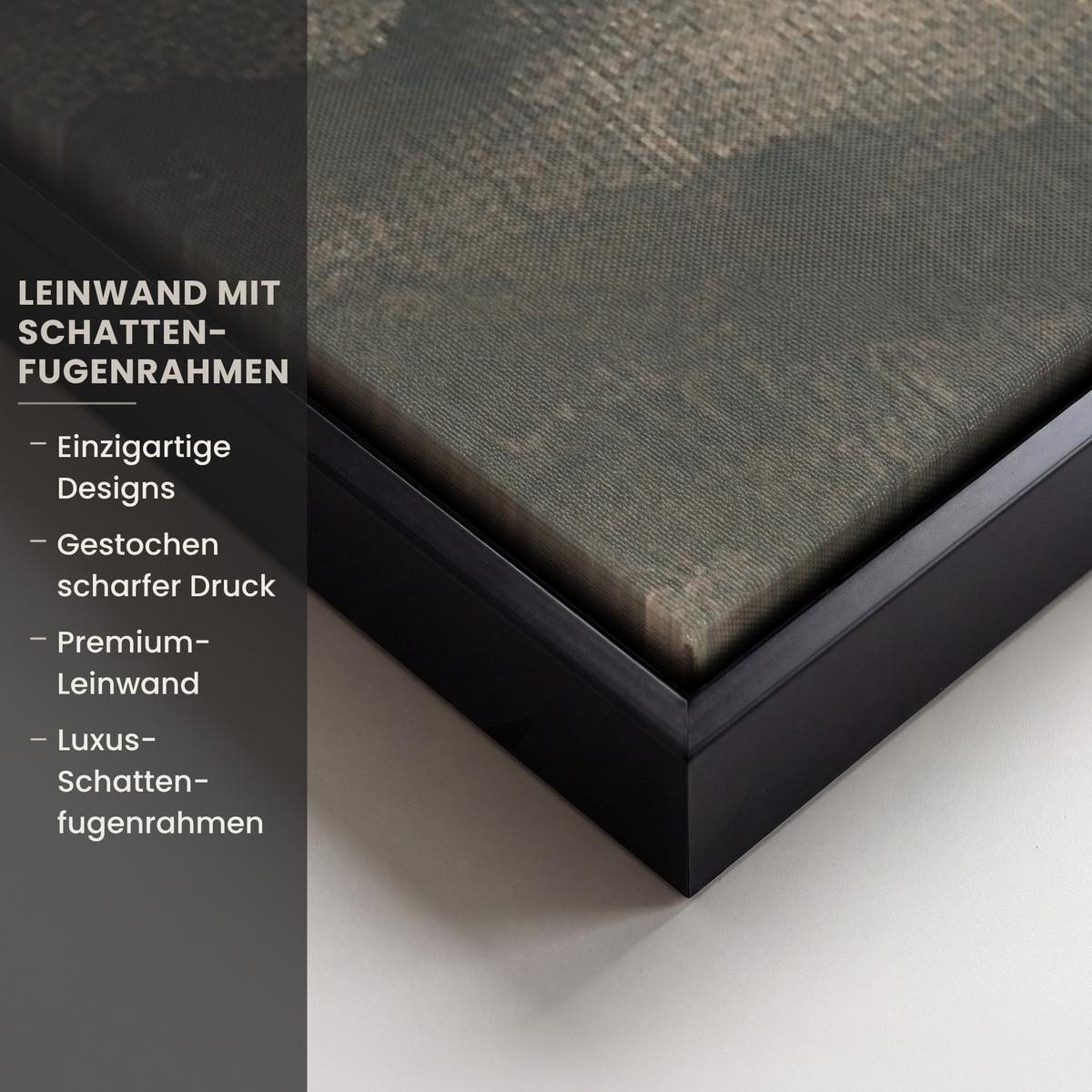 LEINWAND Bilder mit Rahmen - Landschaft - Japandi - Vogel - 80x120 - Beige, Textil (80/120cm) - MuchoWow