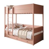 ETAGENBETT BABUSHKA – Etagenbett 90x200 cm, mit zwei Matratze, Natürlich Rosa - Rosa, Holzwerkstoff - Lookway