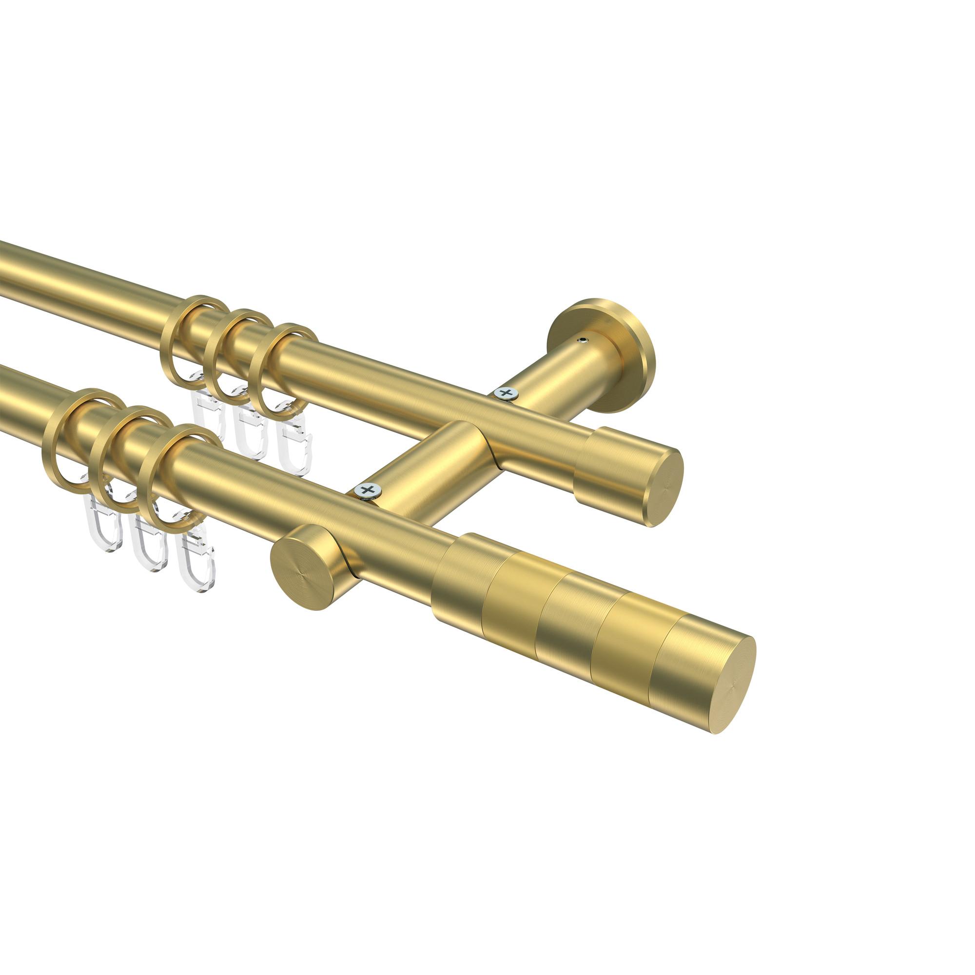 GARDINENSTANGE Platon Mavell 400 cm (geteilt in 2 x 200 cm), 2-läufig, 20 mm Ø Messing-Optik - Messingfarben/Goldfarben, Metall (400cm) - INTERDECO