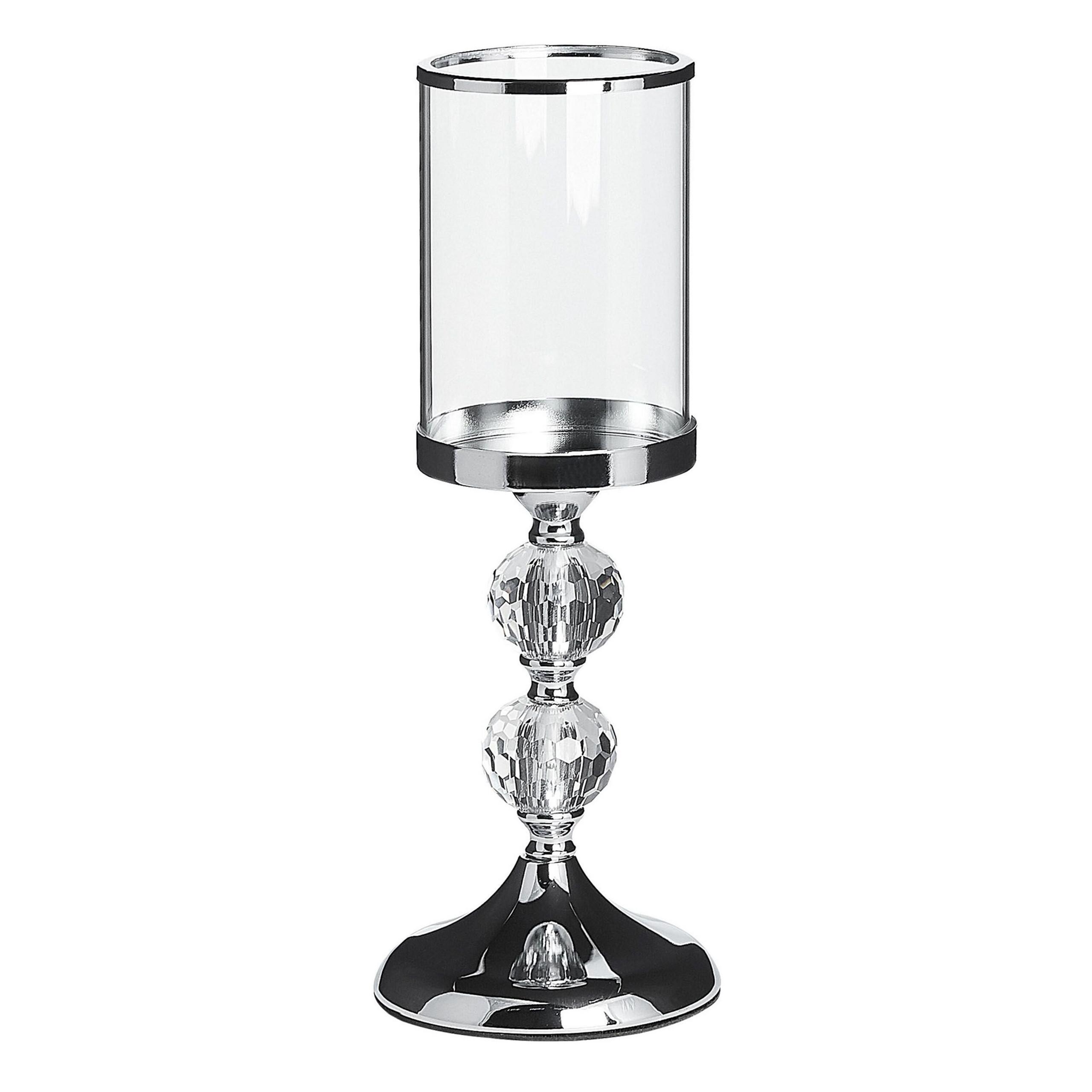 KERZENSTÄNDER Silber 36 cm Cotui - Silberfarben, Glas (13/36/13cm) - Beliani