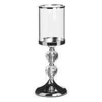 KERZENSTÄNDER Silber 36 cm Cotui - Silberfarben, Glas (13/36/13cm) - Beliani