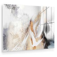 ACRYLGLASBILD Luxus - Abstrakt - Gold - Weiß 80x60 cm - Goldfarben, Glas (80/60cm) - MuchoWow