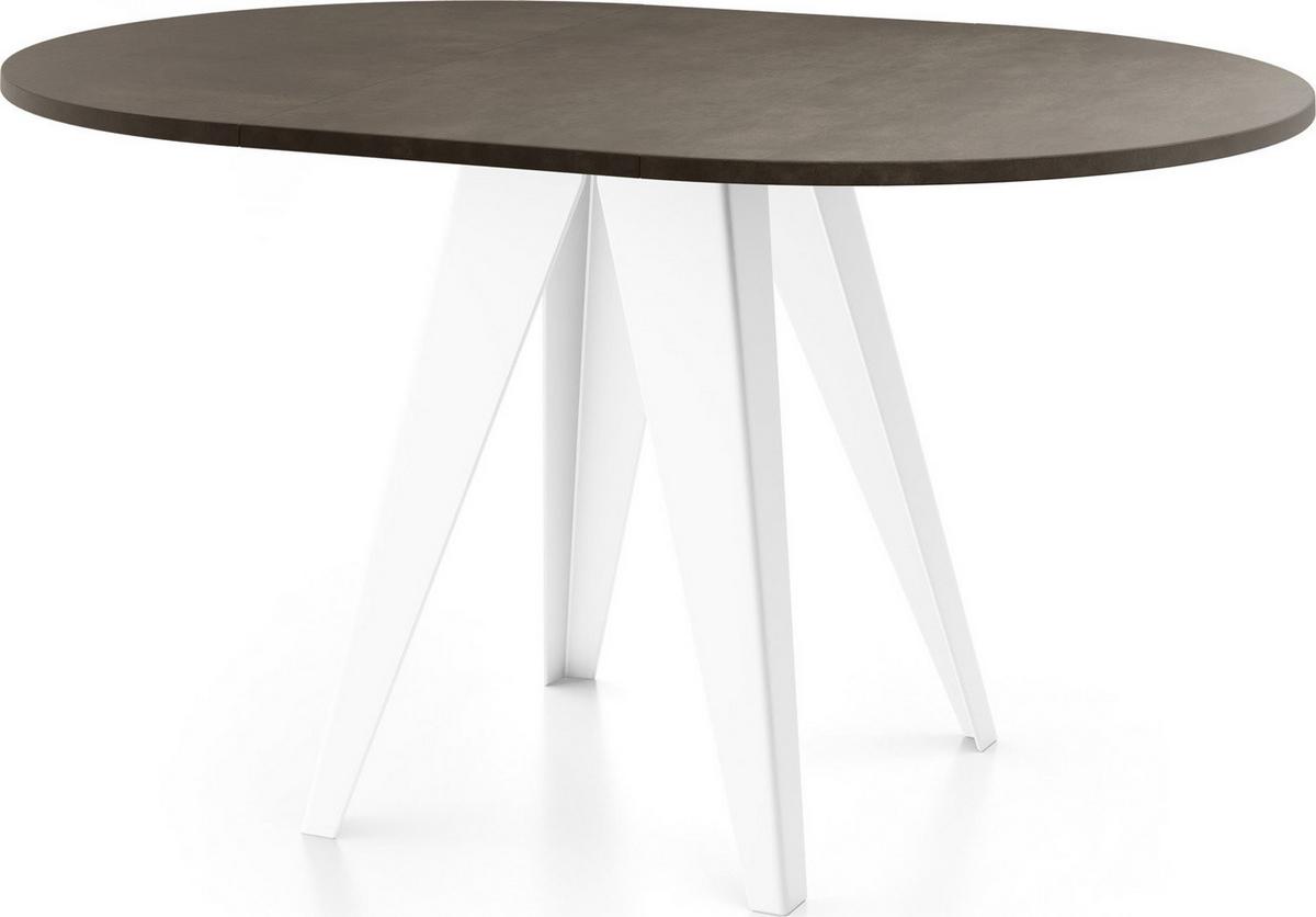 ESSTISCH Griffin runder ausziehbarer, Dunkelgrauer Chicago Beton 100-140/100/76 cm - Dunkelgrau/Weiß, Holzwerkstoff/Metall (100/140/76cm) - WFL GROUP