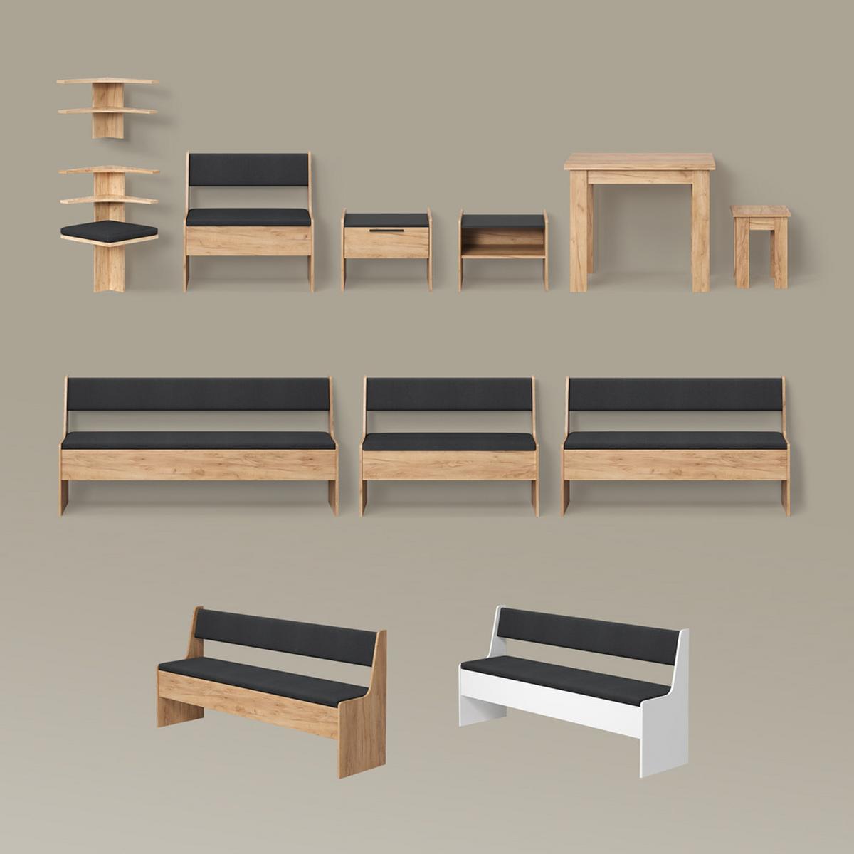 ESSTISCH MIT STUHL Tiberio Sandeiche 90 x 60 cm - Sonoma Eiche, Holzwerkstoff (60/90/76.6cm) - Livinity®