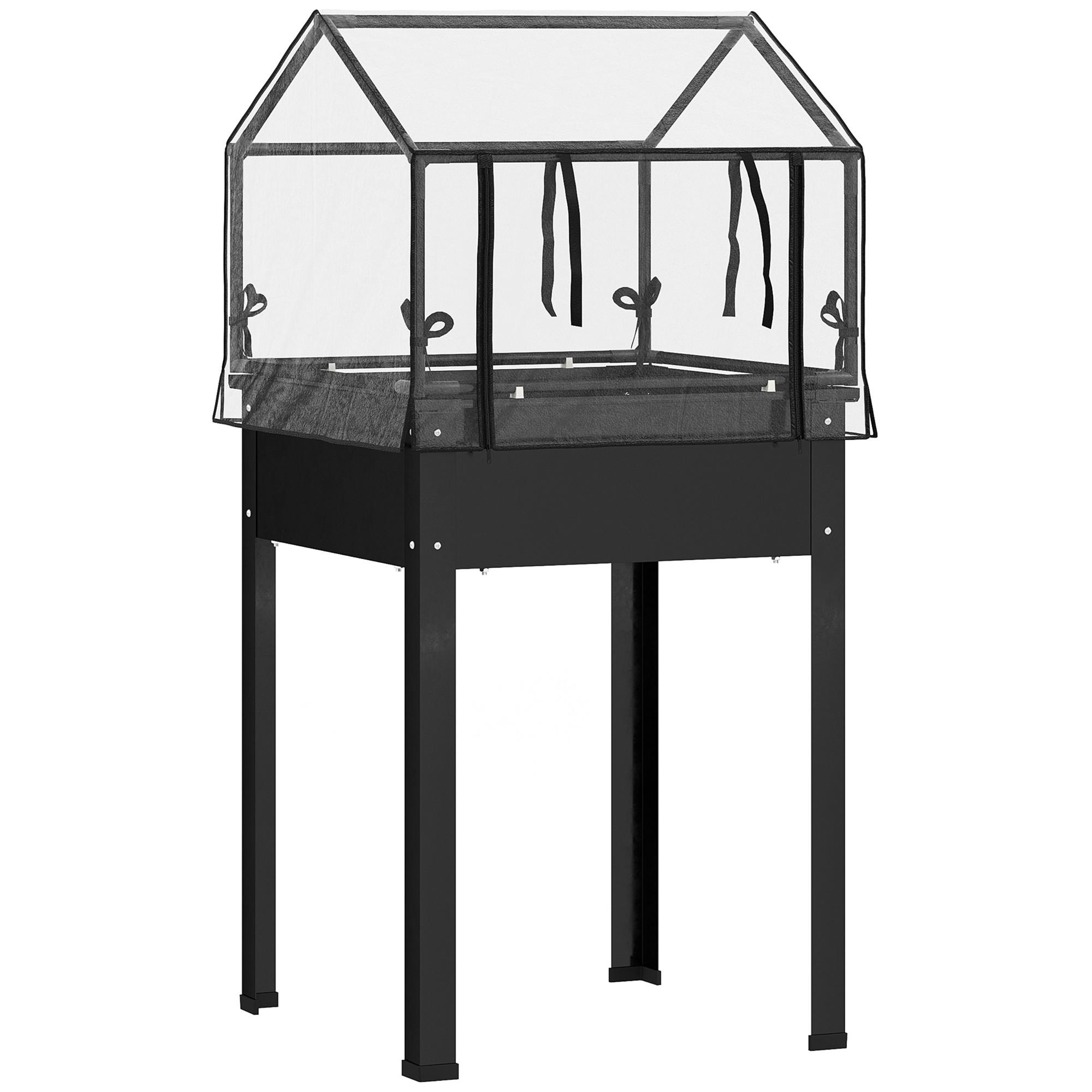HOCHBEET mit Abdeckung - Schwarz, Metall (60/120/60cm) - Outsunny