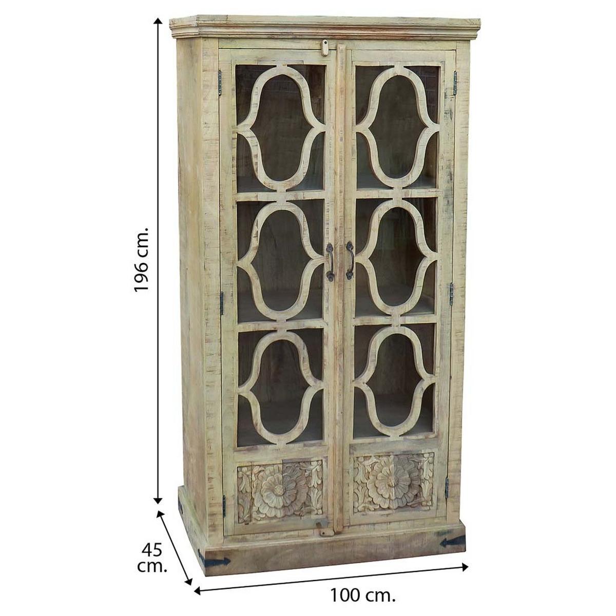 VITRINE aus Holz, weiß, 100x45x196cm - Beige, Holz (100/196/45cm) - Wanderlust