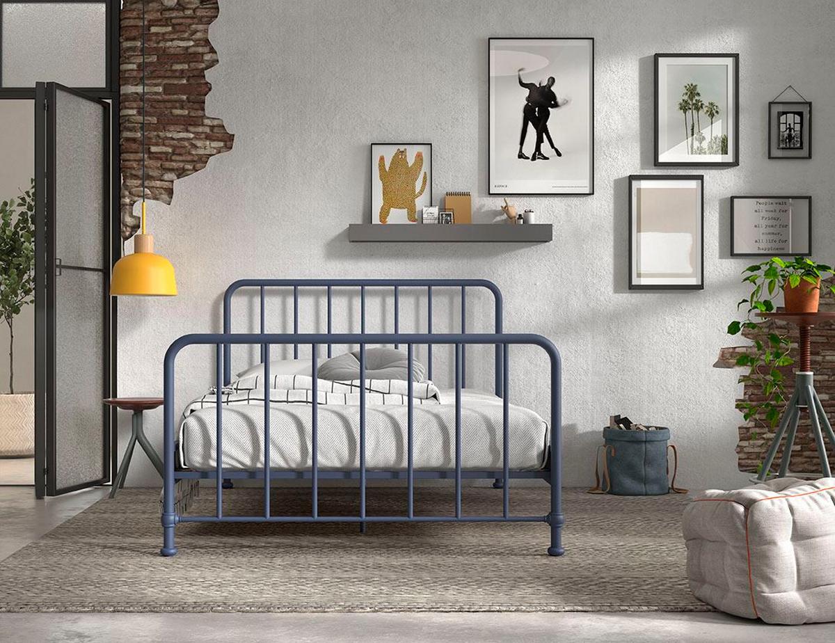 METALLBETT Kay 147x110x207 aus Metall in Blau matt - Blau, Metall (140/200cm) - 58aufmkessel