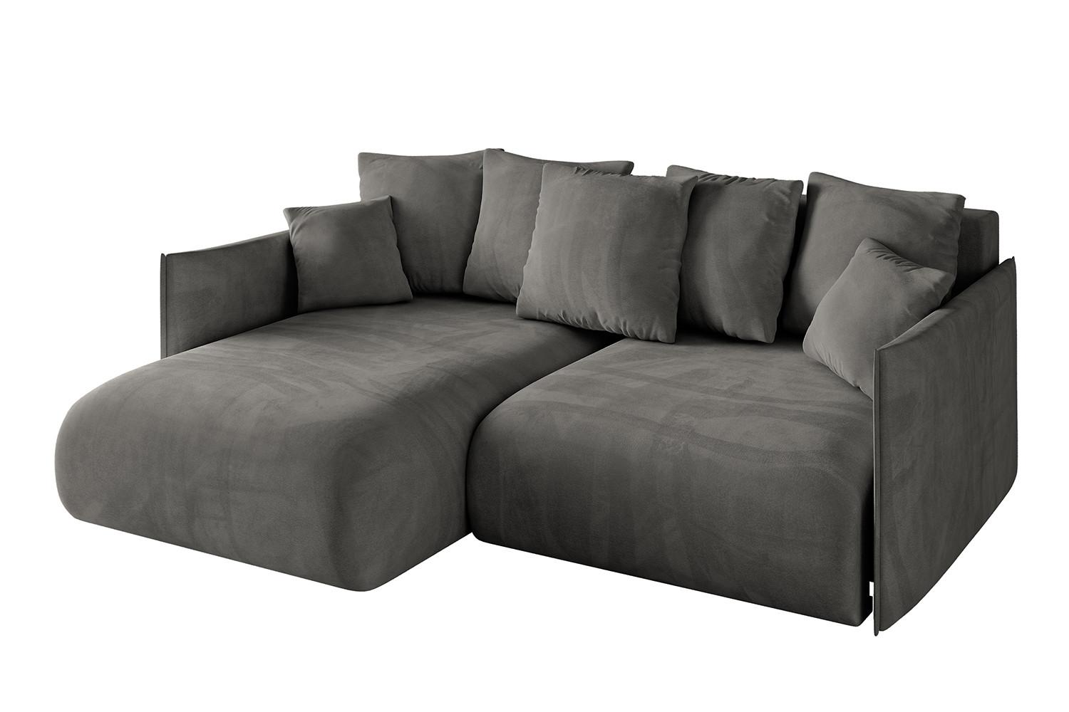 ECKSOFA Ottomane links ONESK-L 216x177x72 Dunkelgrau Velours - Dunkelgrau/Anthrazit, Holzwerkstoff/Kunststoff (216/177cm) - ALTDECOR