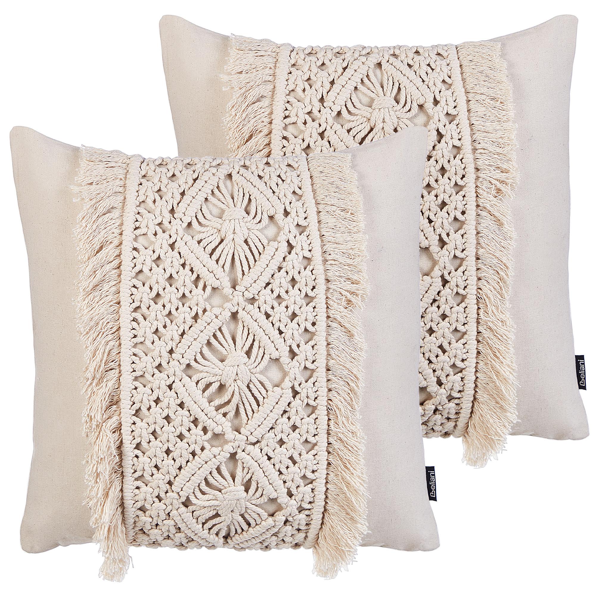 DEKOKISSEN 2er-Set Hellbeige 45/45 cm Kalam - Beige, Textil (45/45cm) - Beliani