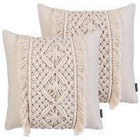 DEKOKISSEN 2er-Set Hellbeige 45/45 cm Kalam - Beige, Textil (45/45cm) - Beliani