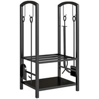 KAMINHOLZSTÄNDER, Stahl, Schwarz - Schwarz, Metall (30/745/40cm) - Outsunny