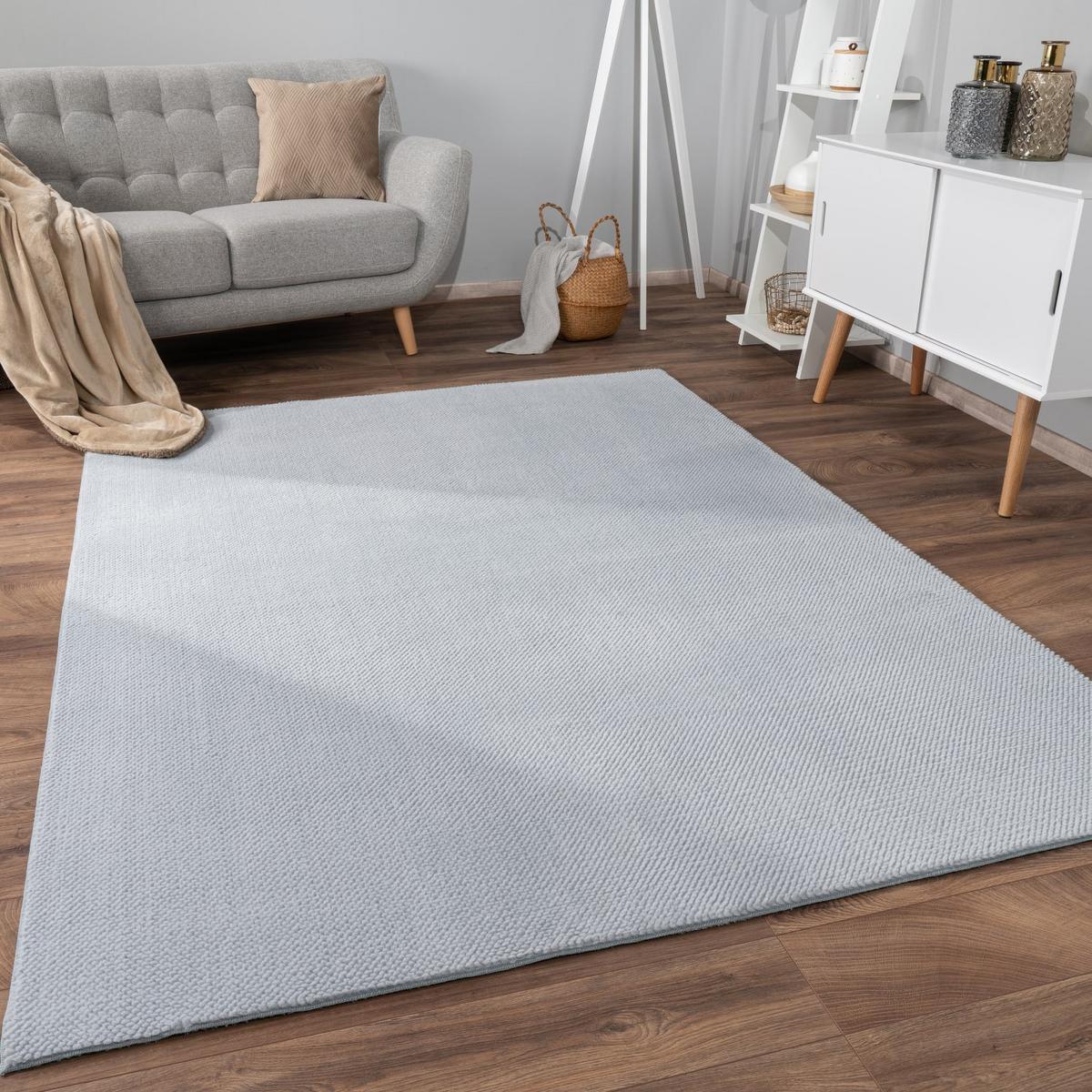 KURZFLORTEPPICH, einfarbig, Florhöhe 12 mm, Grau, 120 x 160 cm - Grau, Textil (160/120cm) - KADIMA DESIGN