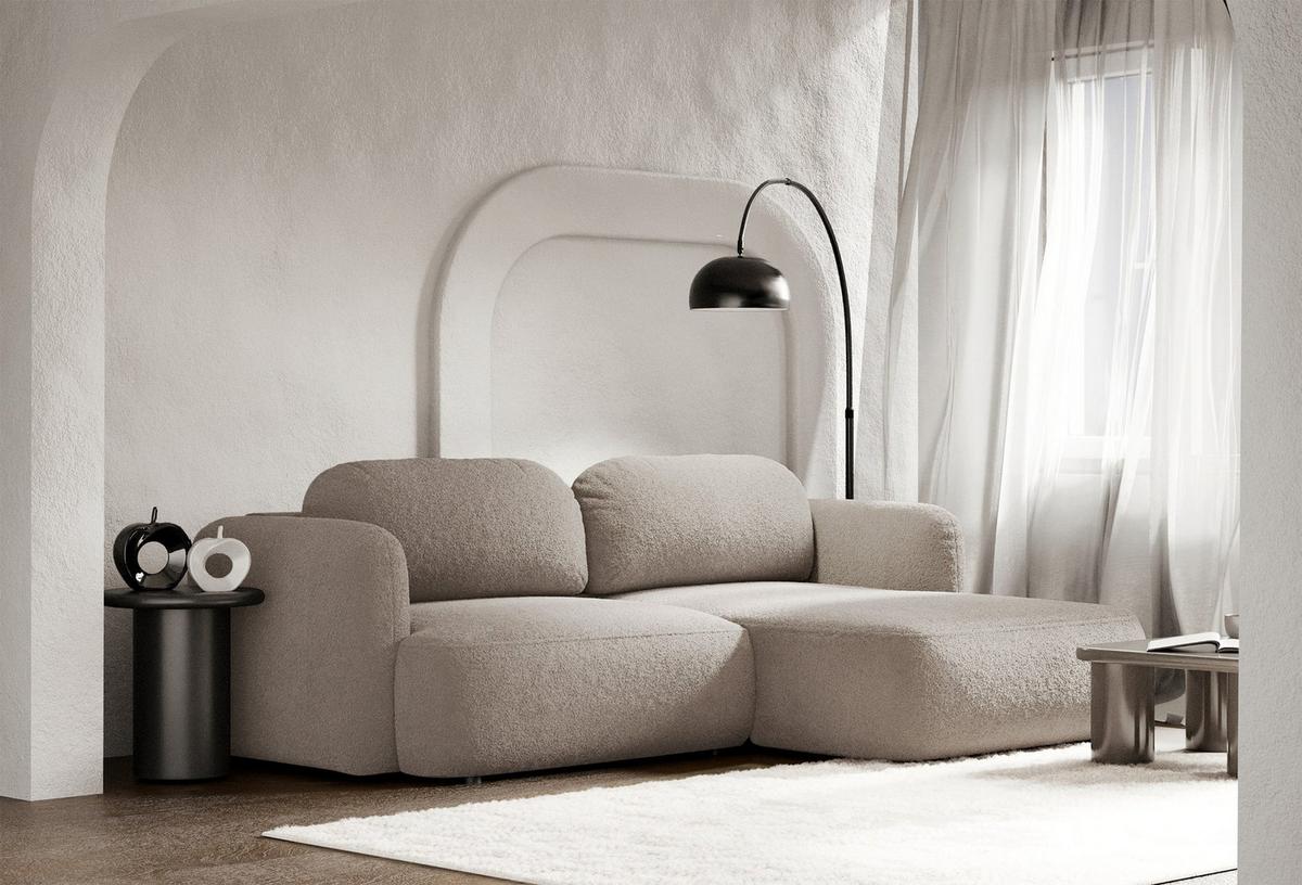 ECKSOFA Tvoya Beigegrau Bouclé - Taupe/Schwarz, Kunststoff/Textil (175/267cm) - Selsey