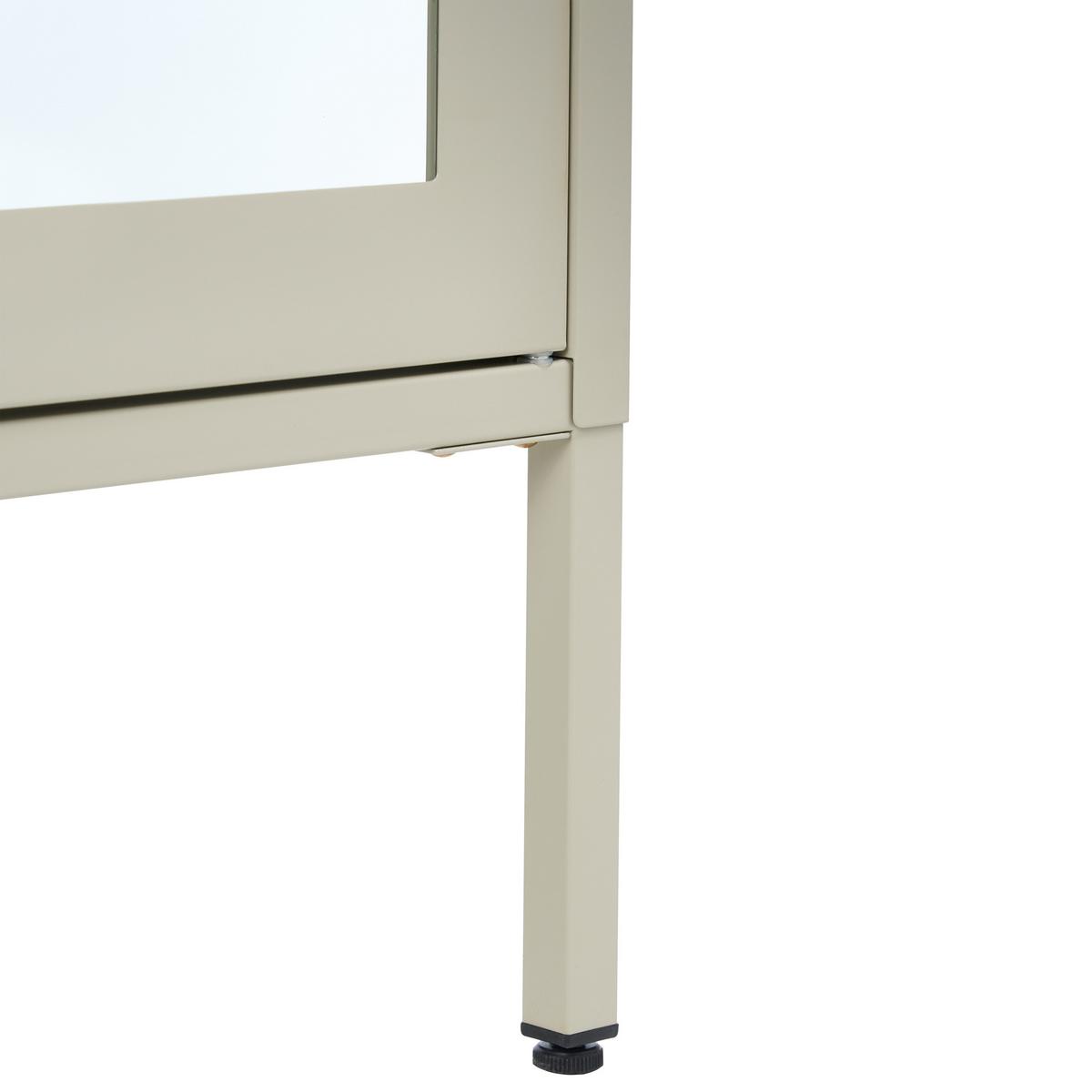 VITRINE mit Glastüren Metall 90 cm Hellbeige Nash - Beige, Metall (90/150/35cm) - Beliani