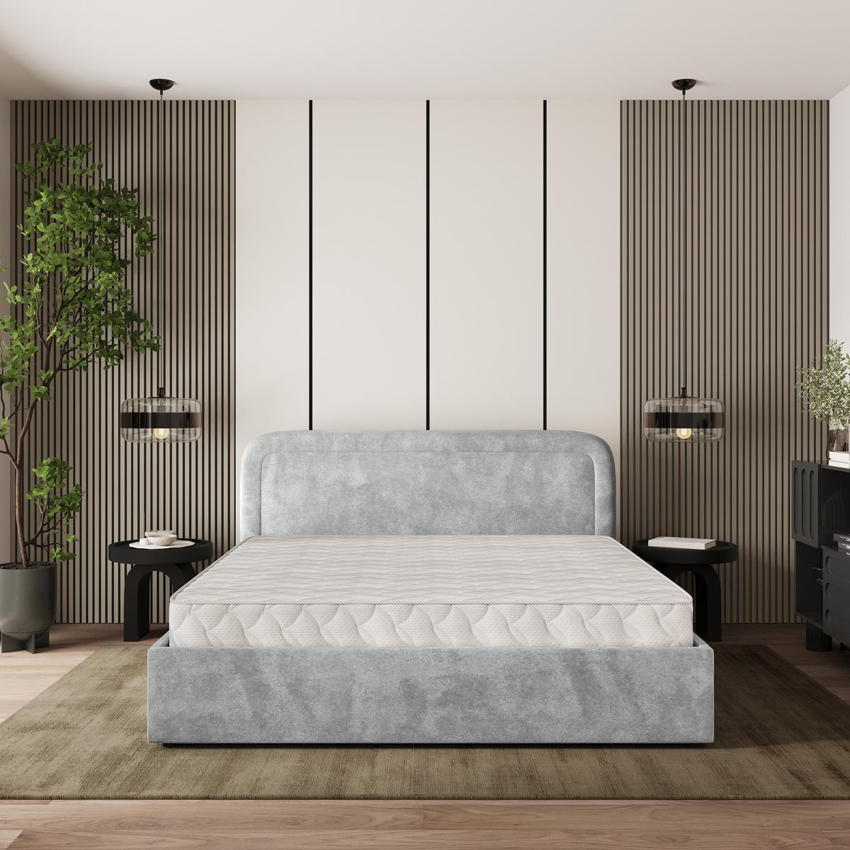 POLSTERBETT BENIRA K 120x200 cm mit Bettkästen - Hellgrau - Hellgrau, Holz/Textil - MASSENO