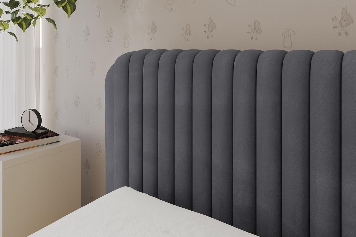 EINZELLBETT Jugendbett mit Bettkasten, Rechts - AURY 100x200 Dunkelgrau - Titanfarben, Holzwerkstoff/Textil (100/200cm) - ALTDECOR