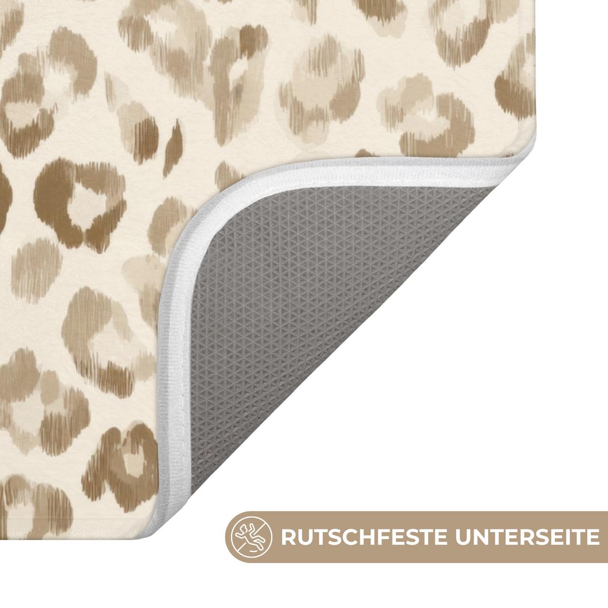 WC-VORLEGER Leopard - Klassisch - Beige Toilettenvorleger 55x60 cm - Hellbraun, Textil (55/1cm) - OnlyWow
