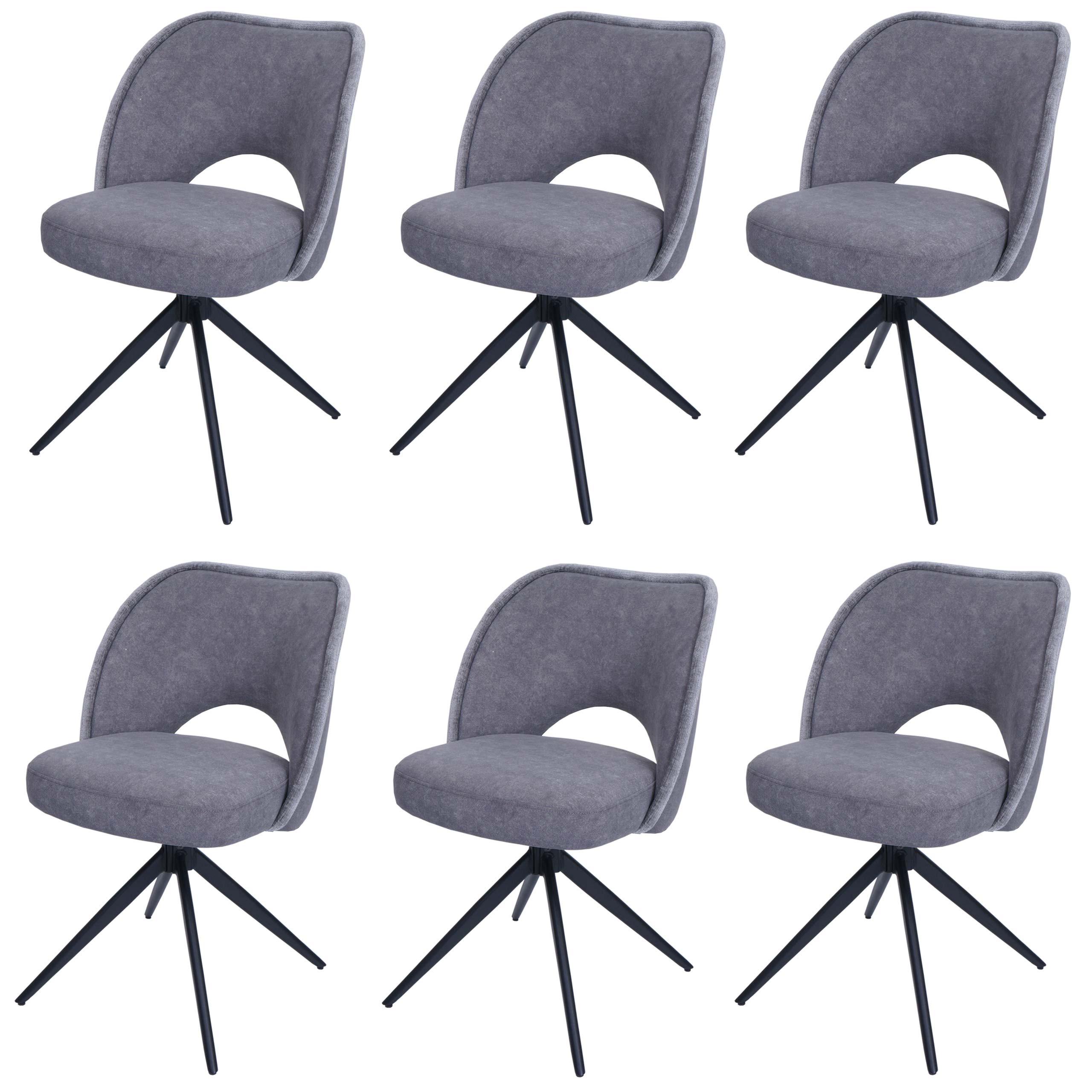 ESSZIMMERSTUHL Grau 6er-Set - Dunkelgrau/Grau, Textil (54/84/60cm) - MCW