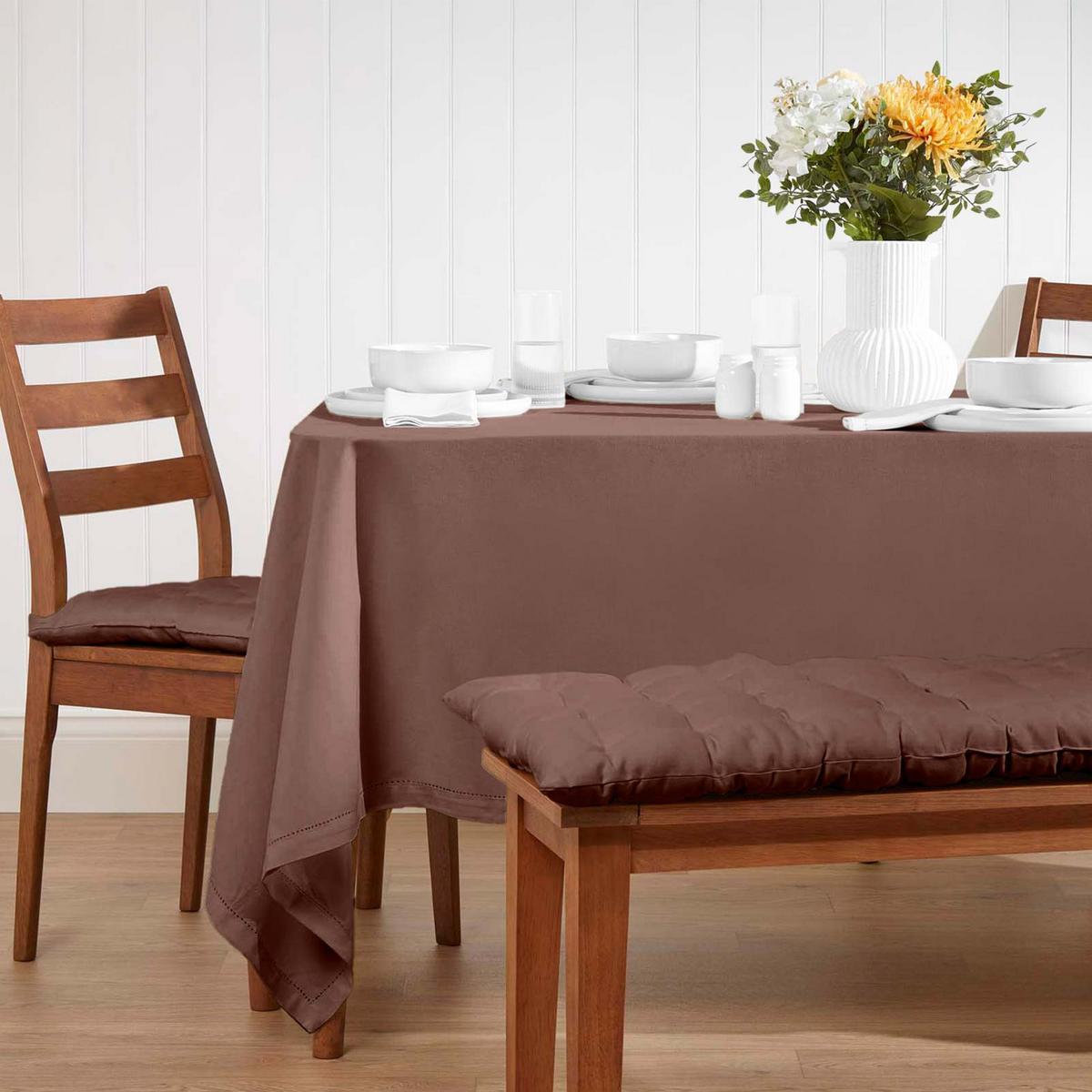 TISCHDECKE braun 137/178 cm, 100% Baumwolle - Braun, Textil (137/178cm) - Homescapes