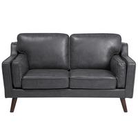 2-SITZER-SOFA Kunstleder Grau Lokka - Dunkelgrau, Textil (150/85/83cm) - Beliani