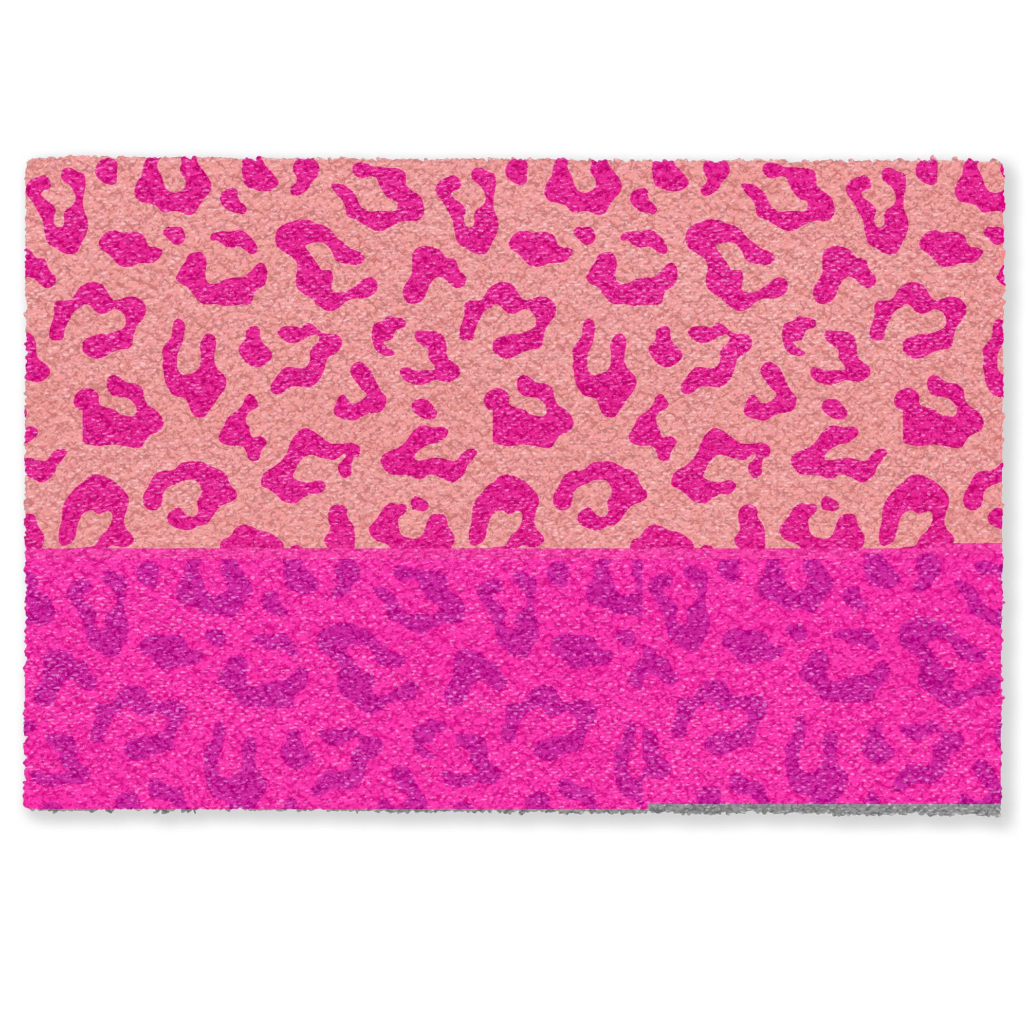 FUSSMATTE Pantherdruck - Rosa - Tierdruck - Minimalistisch Sauberlaufmatte 90x60 cm - Pink, Kunststoff (90/0.4cm) - MuchoWow
