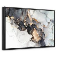 LEINWAND Bilder mit Rahmen - Marmor - Schwarz - Weiß - Gold - Luxus - Abstrakt - 30x20 - Goldfarben, Textil (30/20cm) - MuchoWow