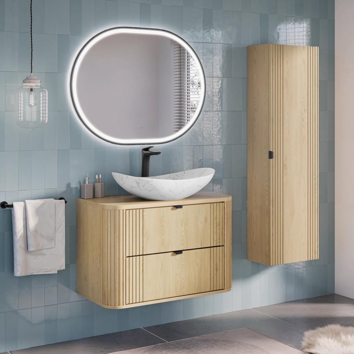 WASCHBECKENUNTERSCHRANK Cremona 2 Schublade Eiche - 80 x 46 x 54 cm - Eichefarben, Holz (80/54/46cm) - Badplaats