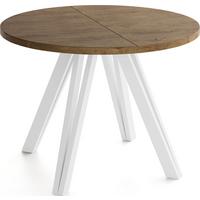 ESSTISCH Ravero runder ausziehbarer, Eiche Braun Rustikal 100-180/100/77 cm - Alteiche/Weiß, Holz/Holzwerkstoff (100/180/76.5cm) - WFL GROUP