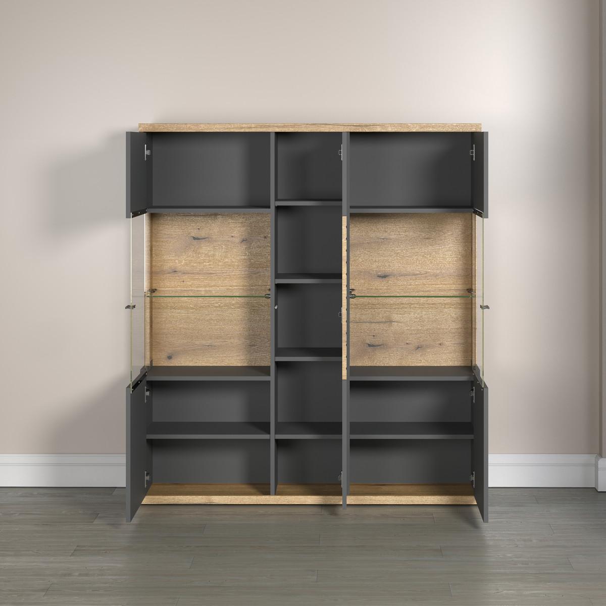 HIGHBOARD Norris Anthrazit - Anthrazit, Holzwerkstoff (131/147/38cm) - Trendteam
