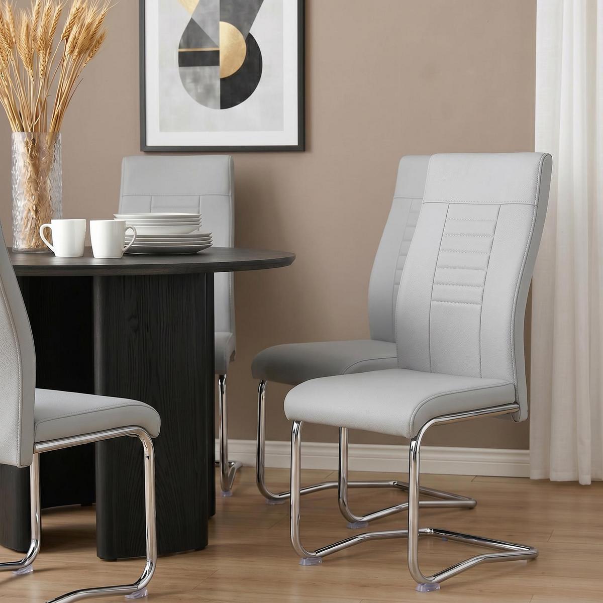 ESSZIMMERSTUHL LOANO 4er-Set grau - Grau, Textil (42/98/60cm) - CARO-Möbel