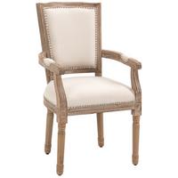 ESSZIMMERSTUHL Küchenstuhl mit Armlehne im Vintage Design Leinen Optik - Creme, Holz (59/96/54.5cm) - HOMCOM