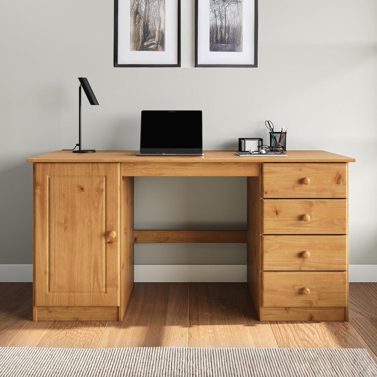 SCHREIBTISCH MANAGER Eiche - Eichefarben, Holz (54/145/73cm) - IDIMEX