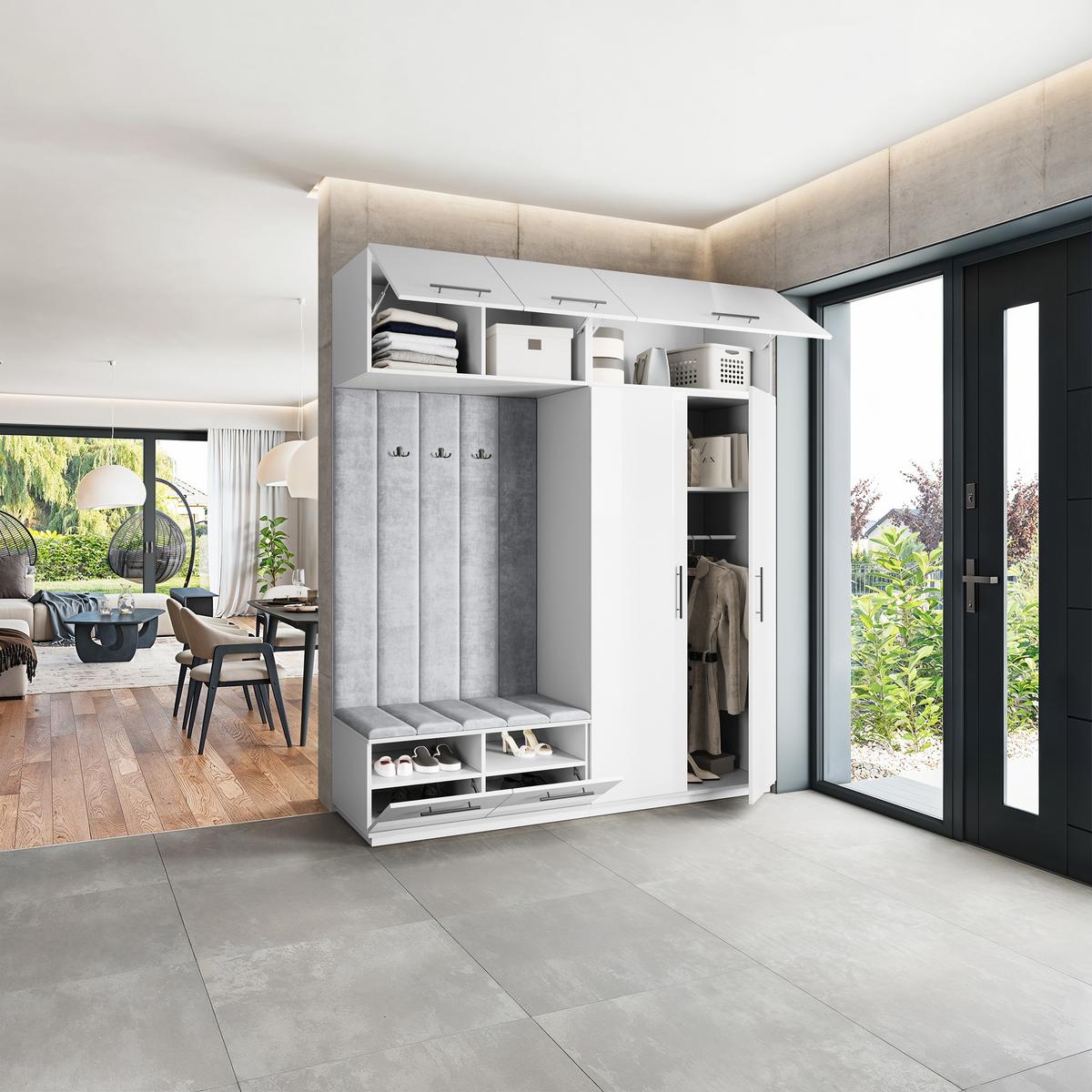 GARDEROBENSCHRANK REMA 200/240/60 cm Modern Weiß - Hellgrau/Weiß, Holzwerkstoff (200/240/60cm) - MASSENO