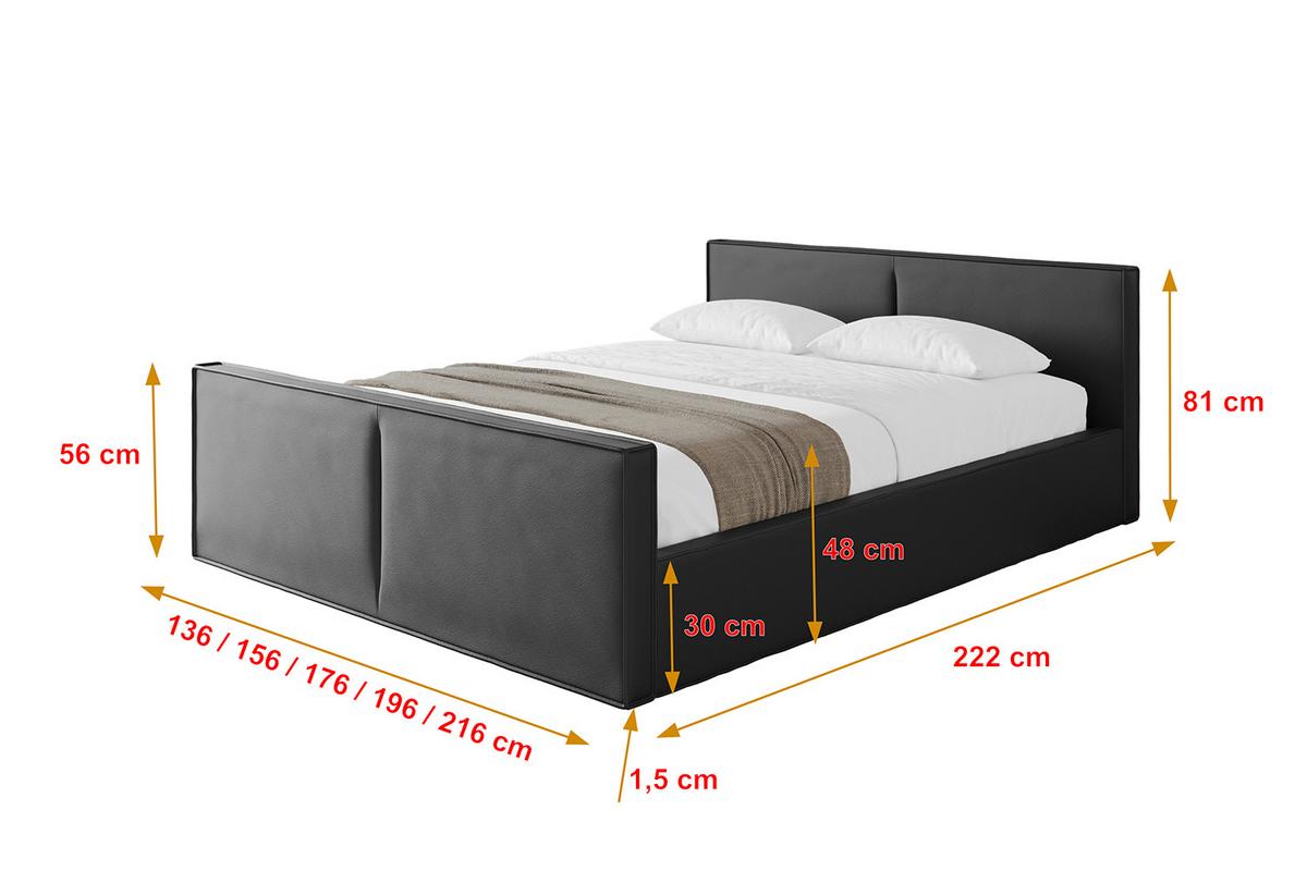 POLSTERBETT mit Bettkasten, Fußteil und Lattenrost, Boxbett mit Matratze H3/H4 - EMMI-Z-V1 180x200 Schwarz Kunstleder - Schwarz Hochglanz, Holzwerkstoff/Textil (180/200cm) - ALTDECOR