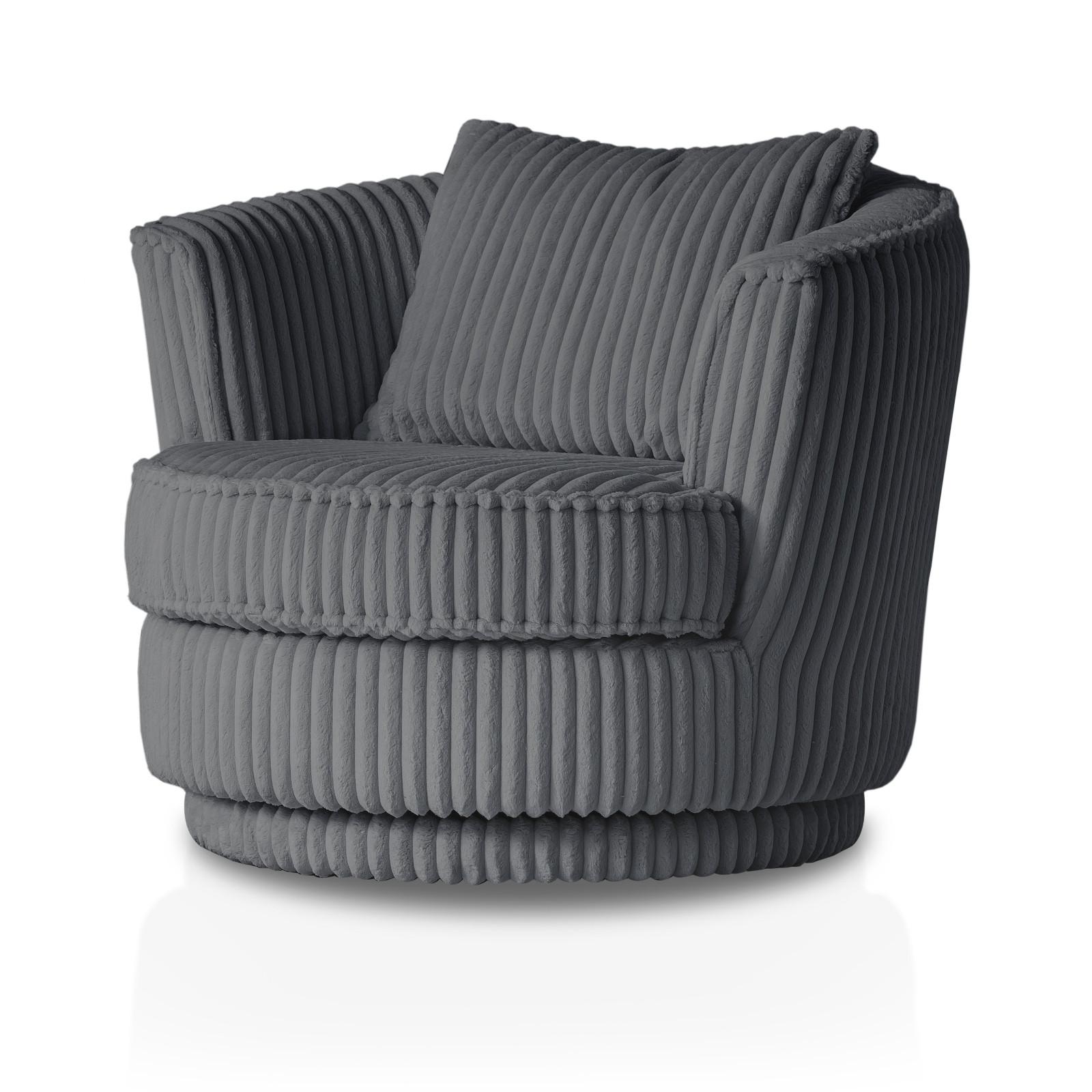 BIG-SESSEL Mega Cord grau Ø 95 cm 360° drehbar, inklusive Kissen - Grau, Holz/Kunststoff (95/77/95cm) - Furn.Design