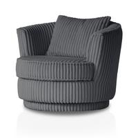 BIG-SESSEL Mega Cord grau Ø 95 cm 360° drehbar, inklusive Kissen - Grau, Holz/Kunststoff (95/77/95cm) - Furn.Design