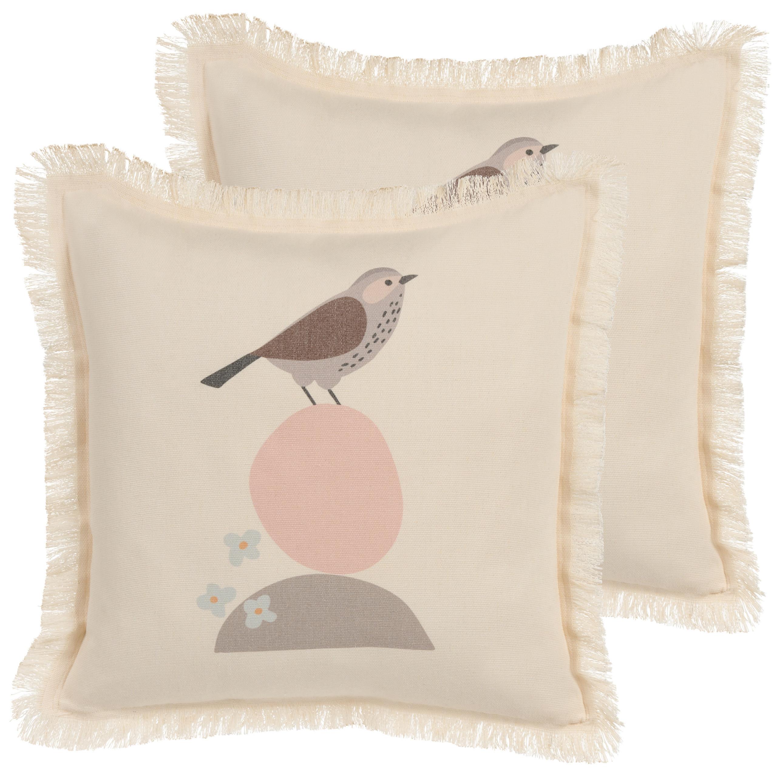 DEKOKISSEN 2er-Set Hellbeige 60/60 cm Wattle - Beige, Textil (60/60cm) - Beliani