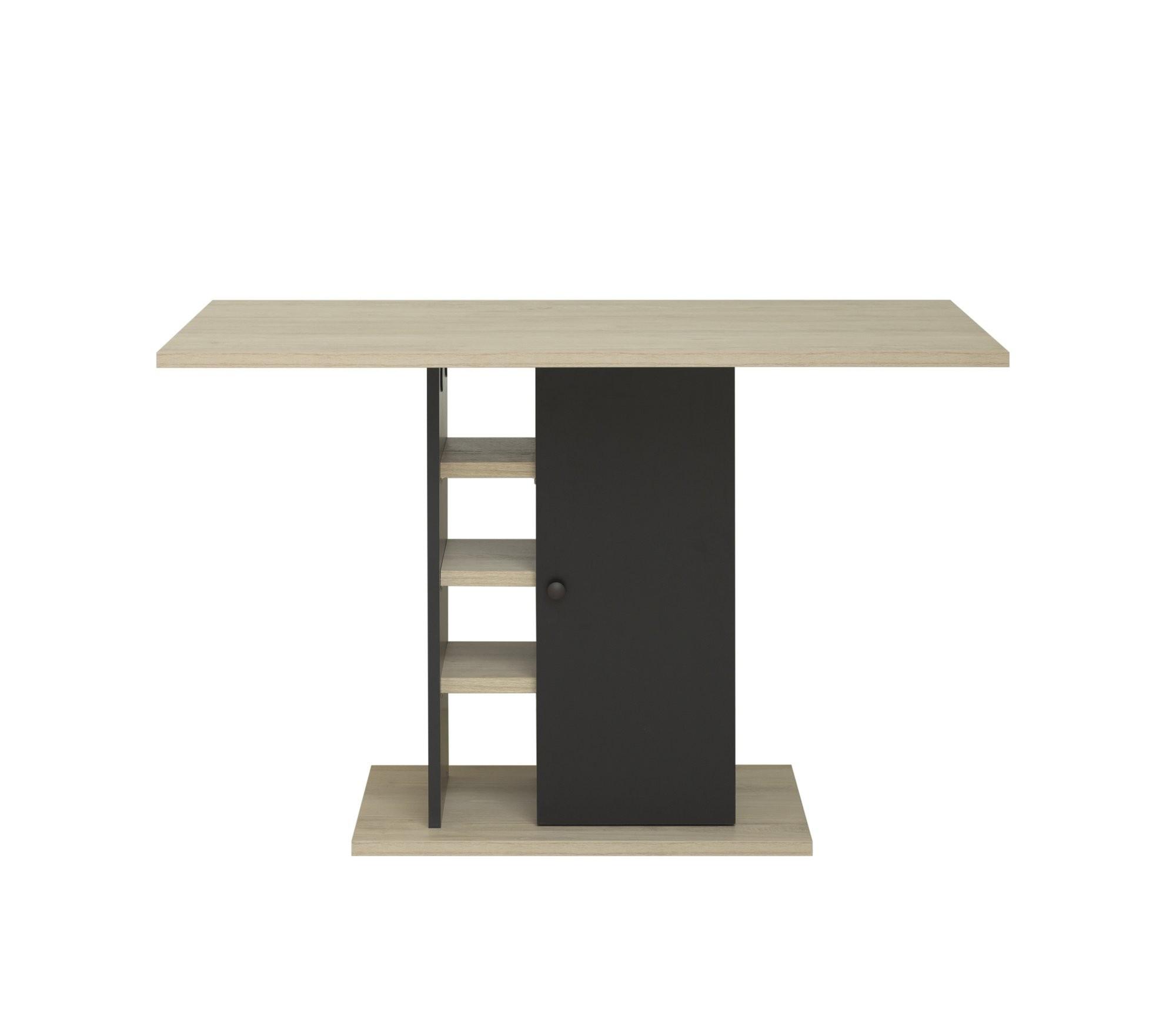 RECHTECKIGER Esstisch mit Aufbewahrung Oxford - Französische Herstellung - 80/120/75 cm - Schwarz, Holzwerkstoff (27.94/120/75cm) - Calicosy