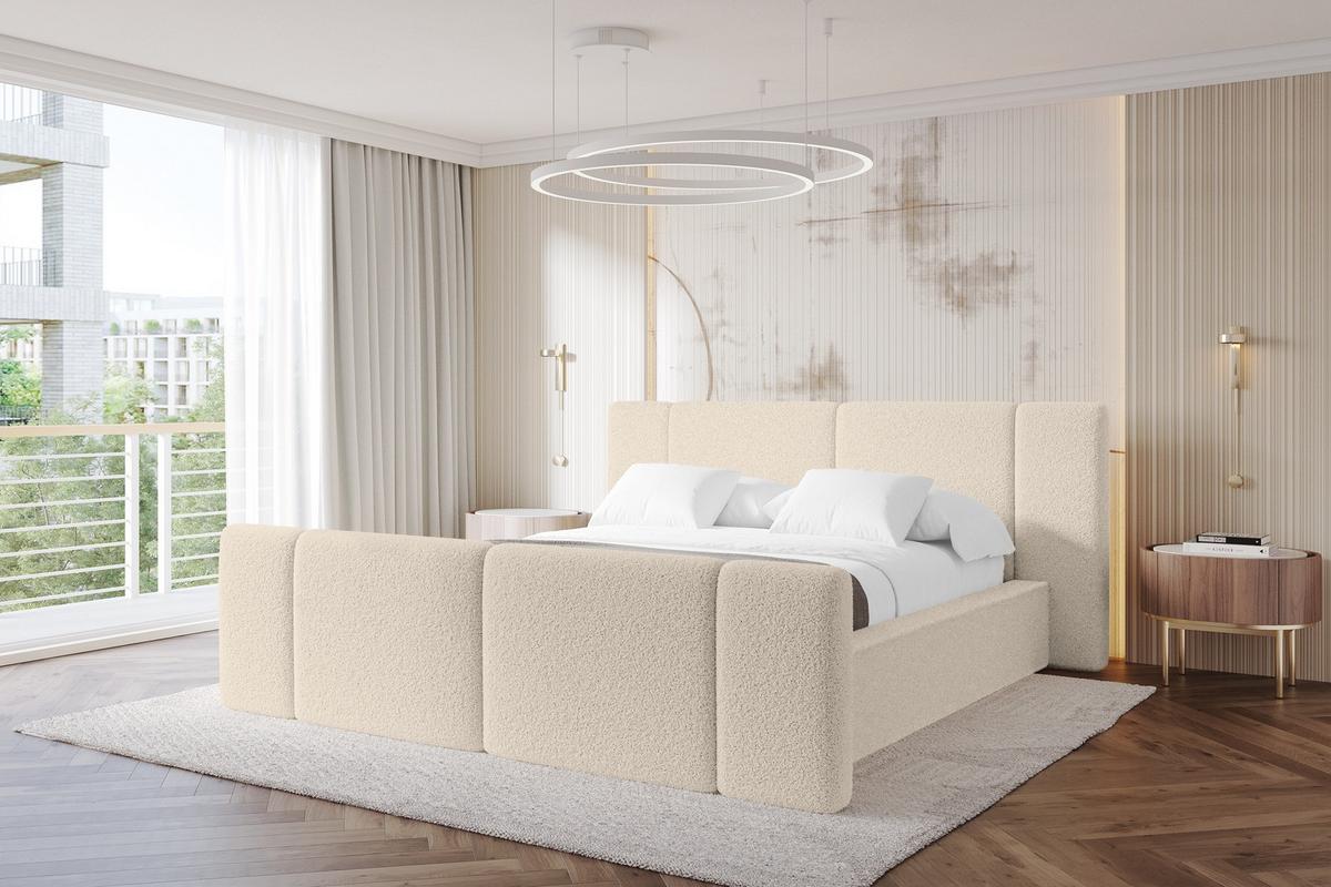 POLSTERBETT mit Bettkasten, Fußteil und Lattenrost, Bett mit Matratze H3/H4 - RIVO-Z 180x200 Dunkelbeige - Cappuccino, Holzwerkstoff/Textil (180/200cm) - ALTDECOR