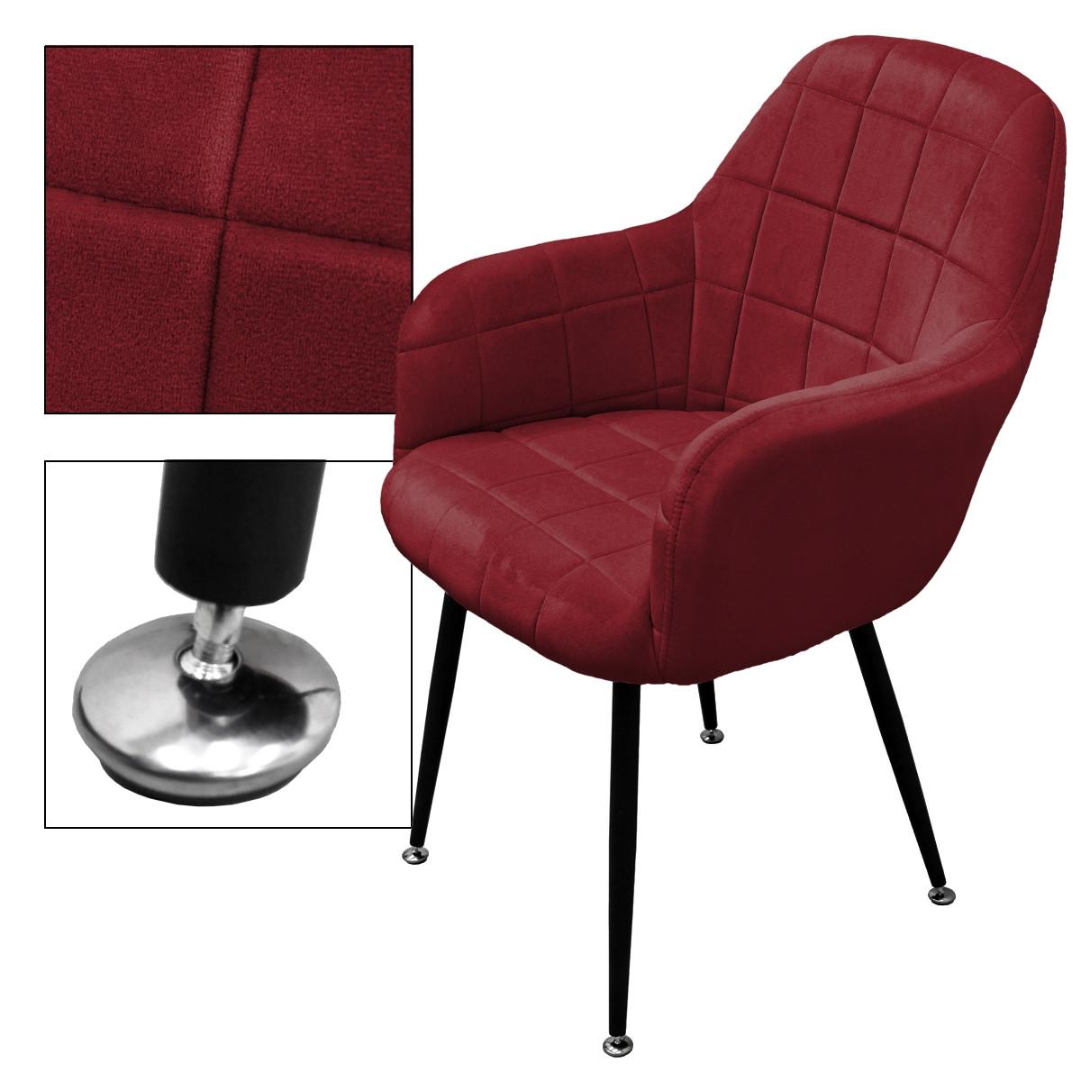 ESSZIMMERSTUHL 6er Set Bordeaux Samt - Bordeaux/Schwarz, Textil/Metall (60/84/58cm) - ECD-Germany