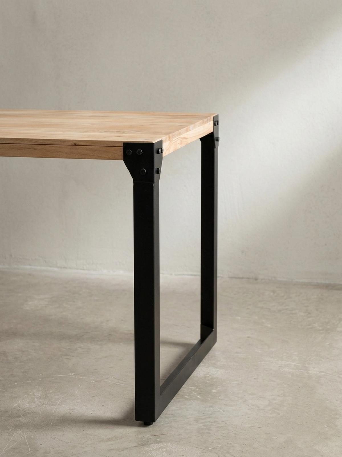 ESSTISCH Massivholz Metall Rechteckig Industrial, Akazie 120x60x76 cm - Schwarz/Akaziefarben, Holz/Metall (60/120/76cm) - KADIMA DESIGN