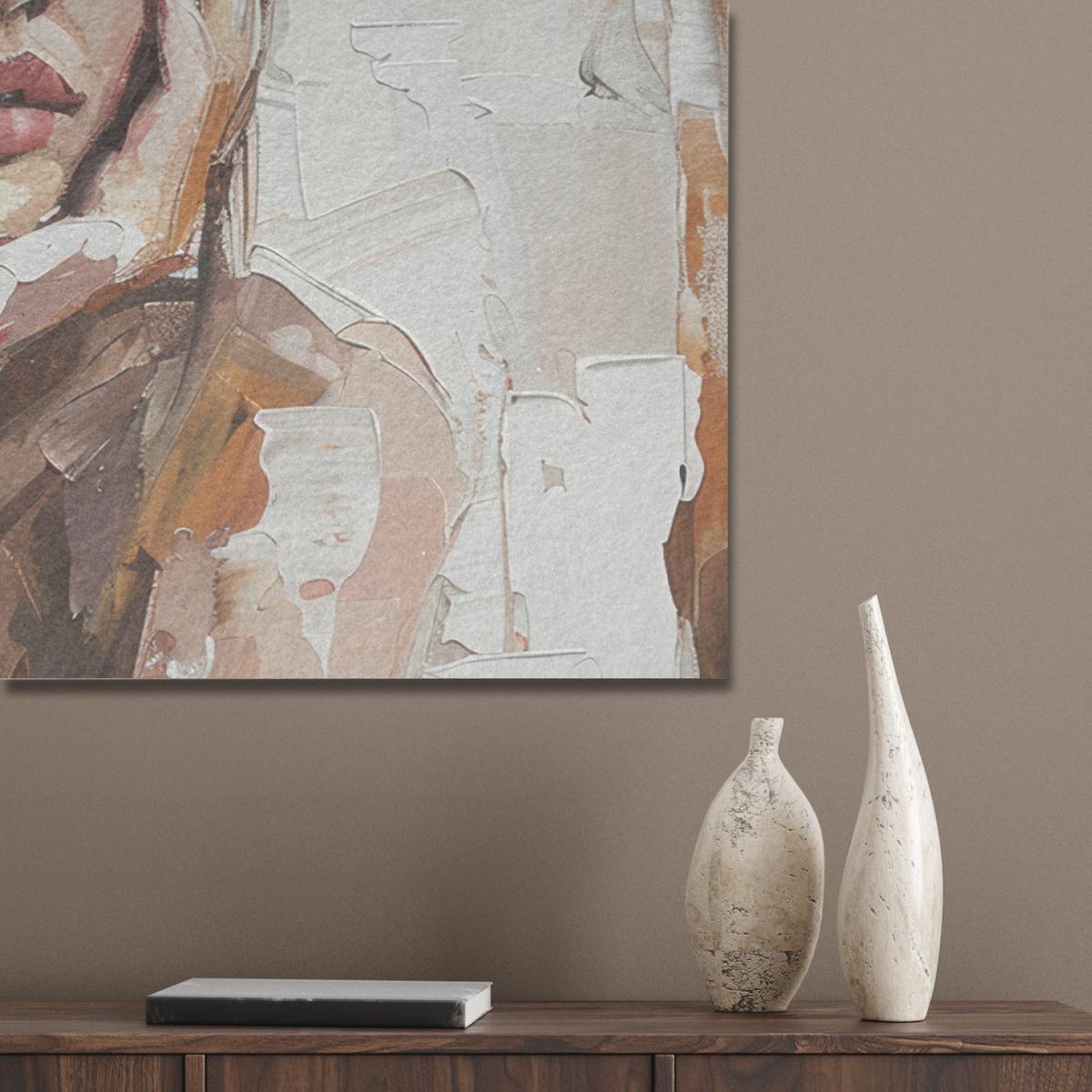 AKUSTIKBILD Frau - Lackierung - Porträt - Modern Wandbild Wohnzimmer 100x70 cm - Altrosa, Kunststoff (100/70/0.9cm) - MuchoWow