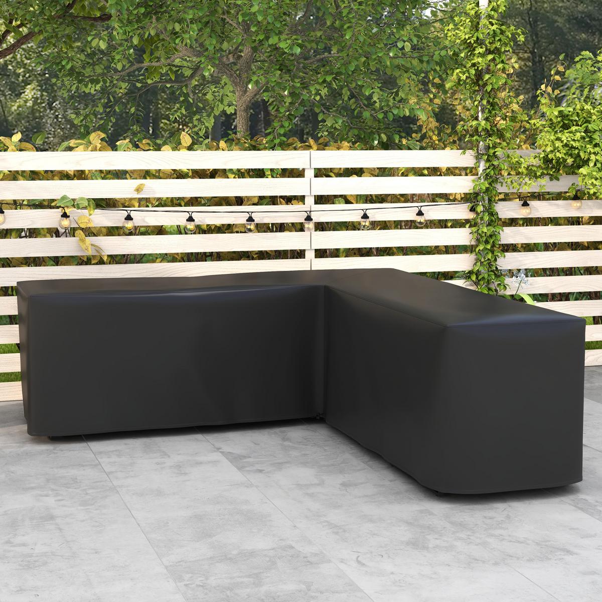SCHUTZHÜLLE mit L-Form 250/250/79 cm - Schwarz, Textil (250/79/250cm) - Outsunny