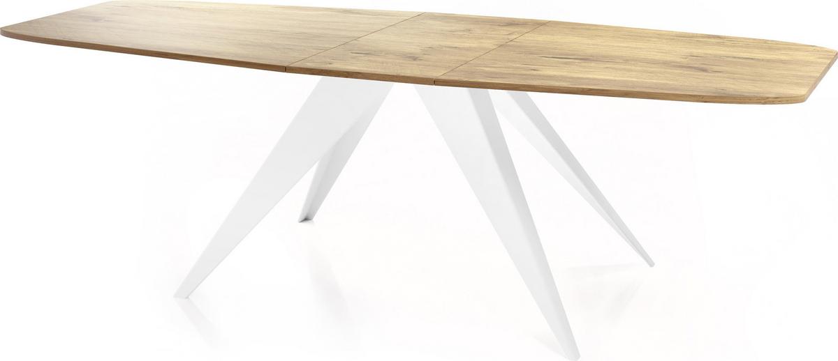 ESSTISCH Fatina rechteckig ausziehbar, Lancelot Eiche 160-198/90/76 cm - Eichefarben/Weiß, Holzwerkstoff/Metall (80/200/76cm) - WFL GROUP